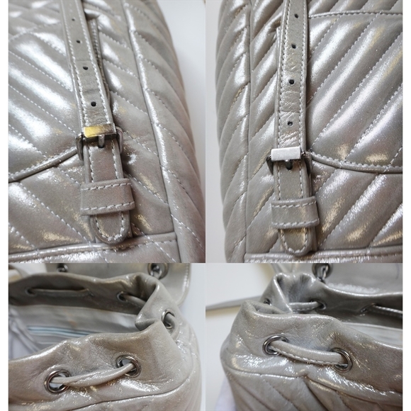Chanel V Stitch Silver Chevron Leather Rucksack main image 5